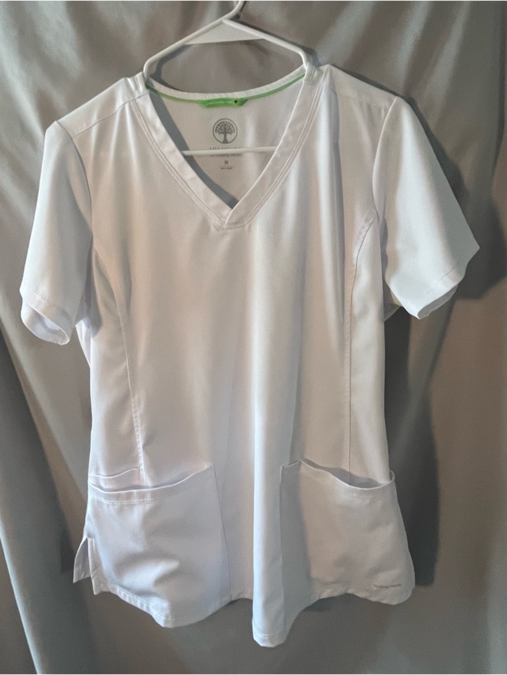 healing hands White V-neck Medical Scrub Top